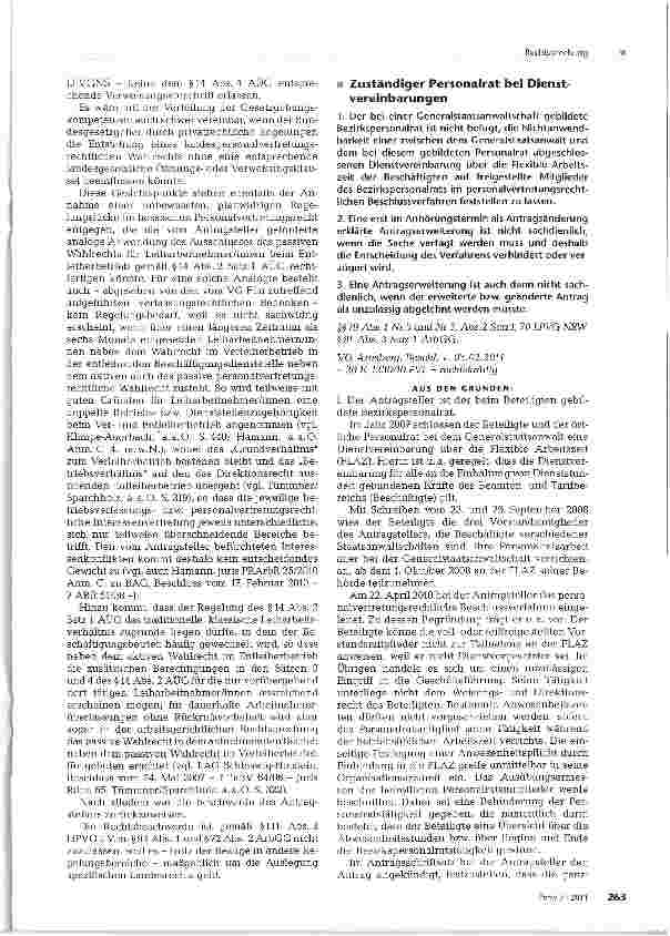 Vorschauseite 1: Zuständiger Personalrat bei Dienstvereinbarungen