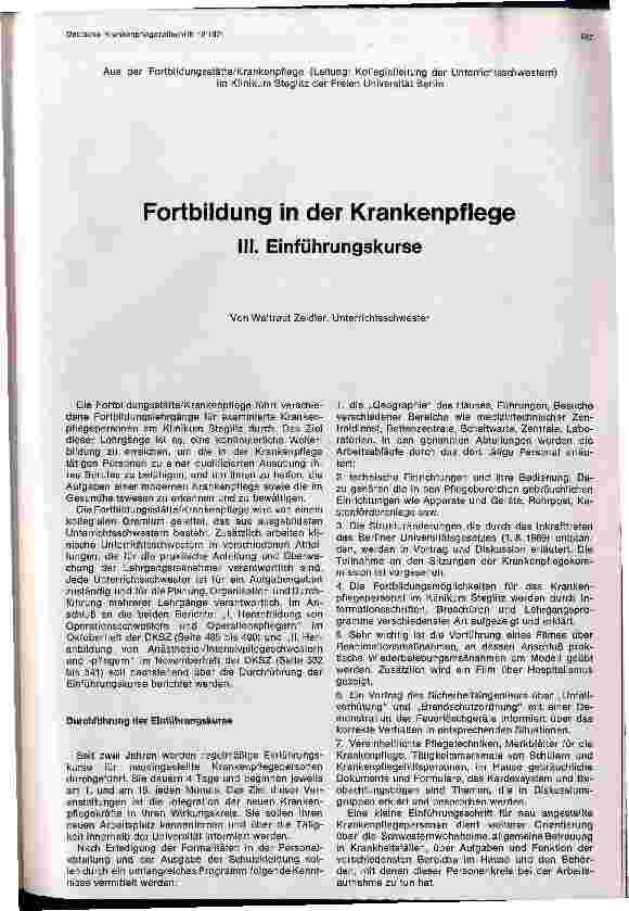 Vorschauseite 1: Fortbildung in der Krankenpflege