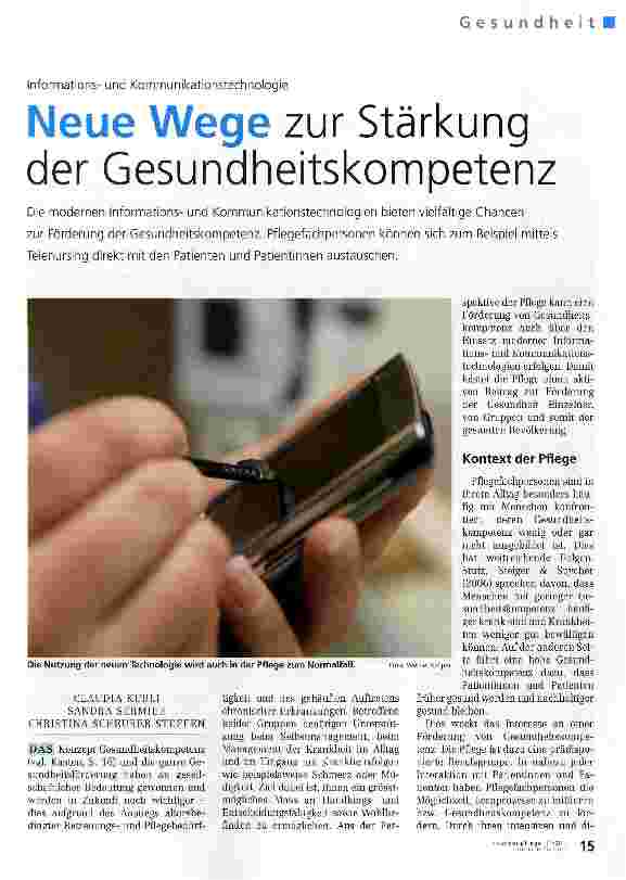 Vorschauseite 1: Neue Wege zur Stärkung der Gesundheitskompetenz