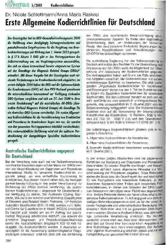 Vorschauseite 1: Erste Allgemeine Kodierrichtlinie für Deutschland
