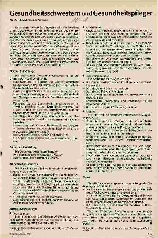 Vorschauseite 1: Gesundheitsschwestern und Gesundheitspfleger