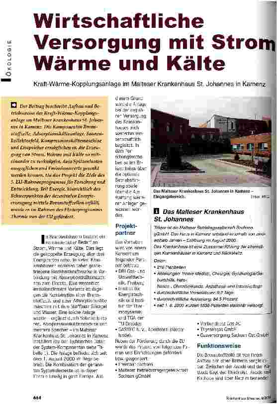 Vorschauseite 1: Wirtschaftliche Versorgung mit Strom, Wärme und Kälte