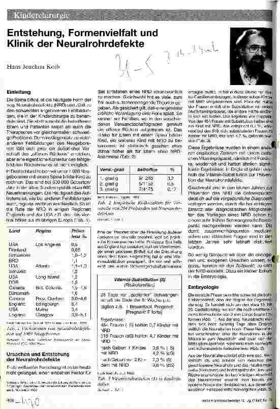 Vorschauseite 1: Entstehung, Formenvielfalt und Klinik der Neuralrohrdefekte