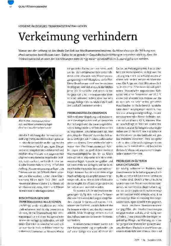 Vorschauseite 1: Verkeimung verhindern