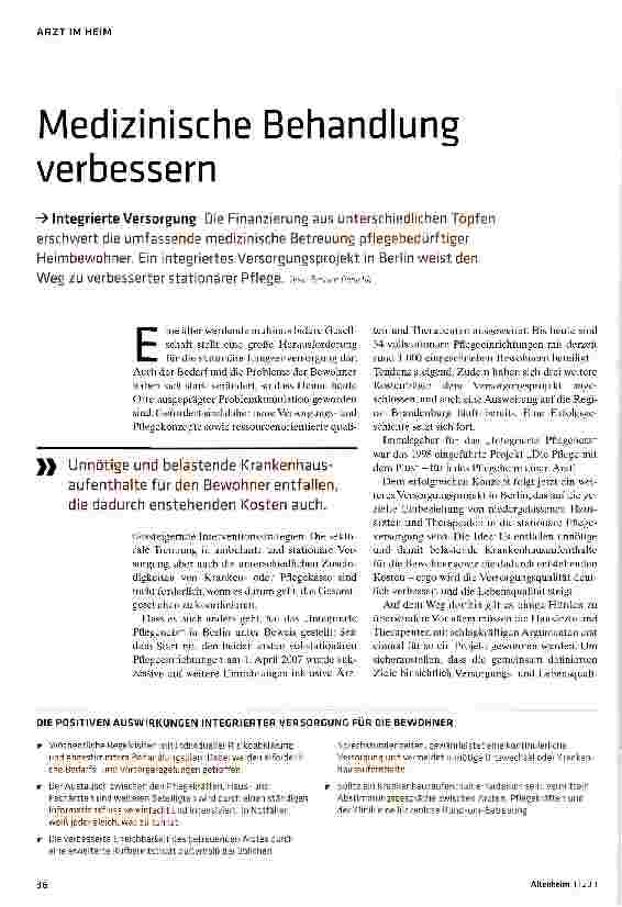 Vorschauseite 1: Medizinische Behandlung verbessernIntegrierte Versorgung