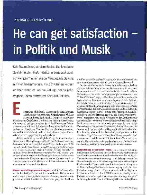 Vorschauseite 1: He can get satisfaction in Politik und Musik