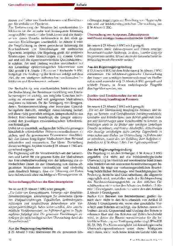 Vorschauseite 4: Gesetz zur Änderung des Infektionsschutzgesetzes und weiterer Gesetze im Entwurf
