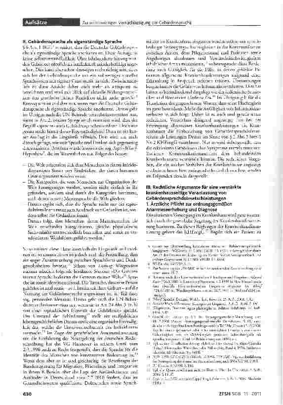 Vorschauseite 2: Zur rechtswidrigen Vernachlässigung der Gebärdensprache im Bereich der allgemeinen Krankenhausleistungen