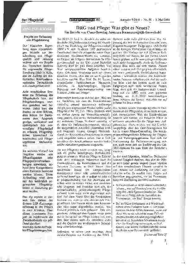 Vorschauseite 1: DRG und Pflege: Was gibt es Neues?