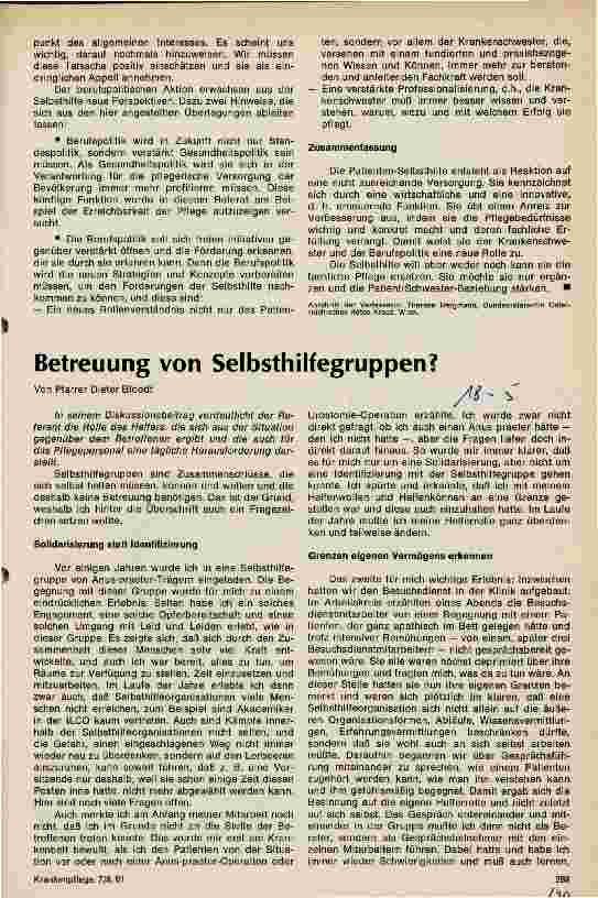 Vorschauseite 1: Betreuung von Selbsthilfegruppen?