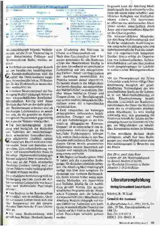 Vorschauseite 4: Hochschulstudium der Medizinpädagogik