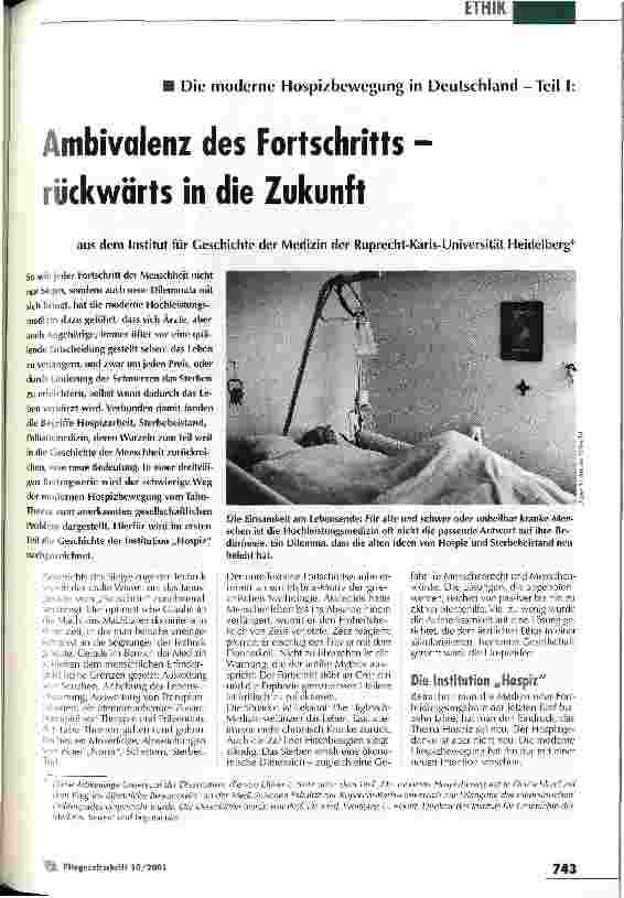 Vorschauseite 1: Ambivalenz des Fortschritts - rückwärts in die Zukunft Die moderne Hospizbewegung in Deutschland - Teil I