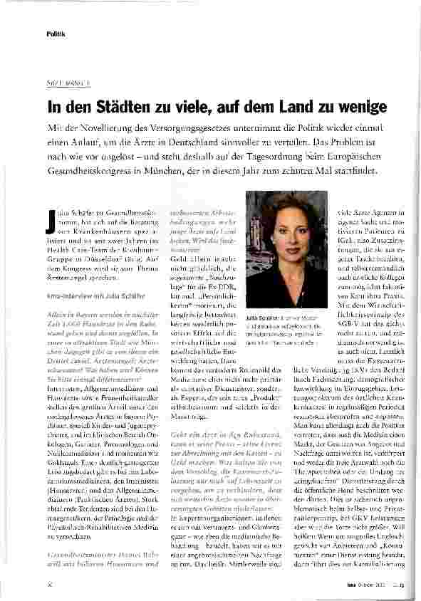 Vorschauseite 1: In den Städten zu viele, auf dem Land zu wenige