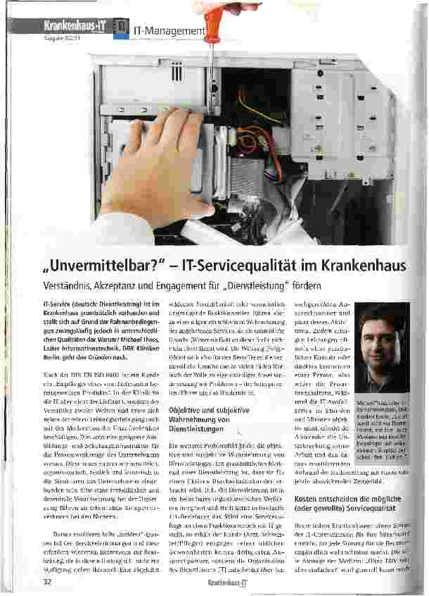 Vorschauseite 1: „Unvermittelbar? - IT-Servicequalität im Krankenhaus