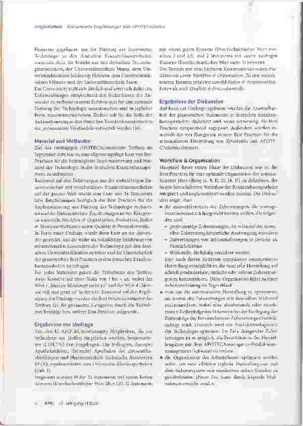Vorschauseite 2: Best Practices zur Implementierung und zum Einsatz der APOTECAchemo Technologie
