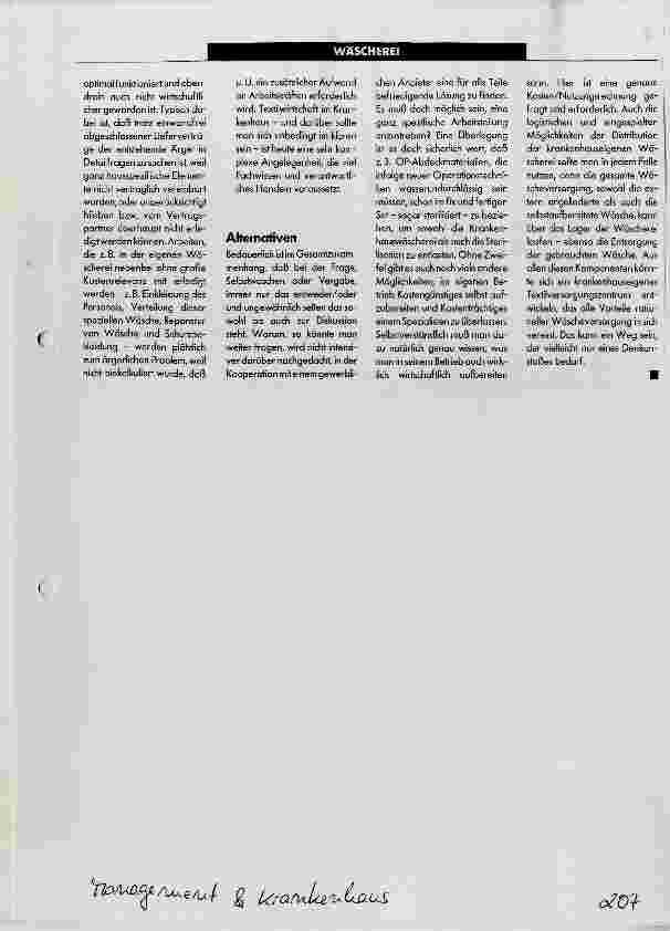 Vorschauseite 4: Wäschereinigung in der Krankenhauswäscherei oder Vergabe? Aufwand für Wäscherei und Lebensmittel ist gleich hoch