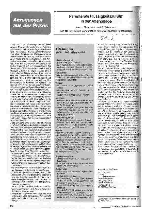 Vorschauseite 1: Parenterale Flüssigkeitszufuhr in der Altenpflege