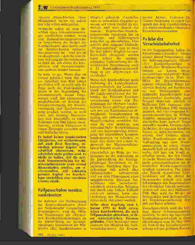Vorschauseite 2: Gesundheitsstrukturgesetz 1993 Mitteilungen des Bundesverbandes Deutscher Privatkrankenanstalten