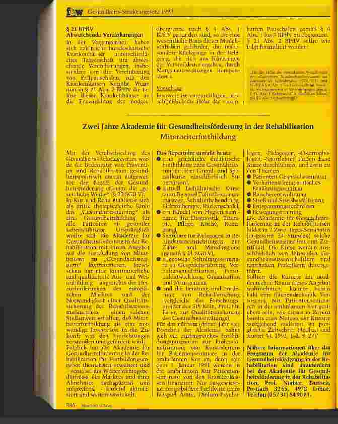 Vorschauseite 6: Gesundheitsstrukturgesetz 1993 Mitteilungen des Bundesverbandes Deutscher Privatkrankenanstalten