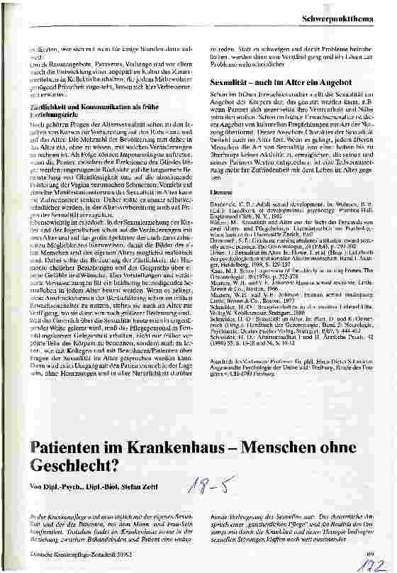 Vorschauseite 1: Patienten im Krankenhaus - Menschen ohne Geschlecht?