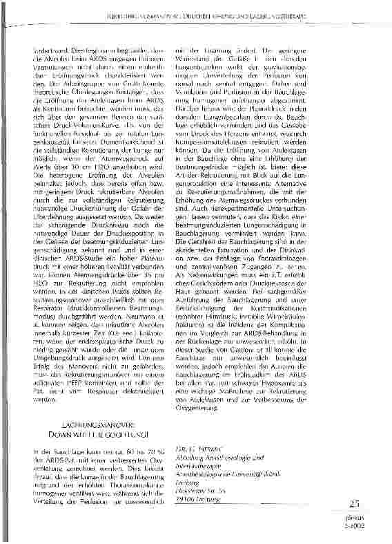 Vorschauseite 2: Rekrutierungsmanöver, Druckerhöhung und Lagerunstherapie