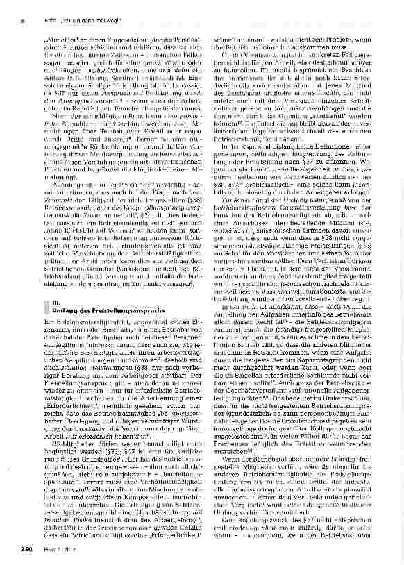 Vorschauseite 2: „Ich bin dann mal weg! Zur anlassbezogenen Freistellung von Betriebsratsmitgliedern