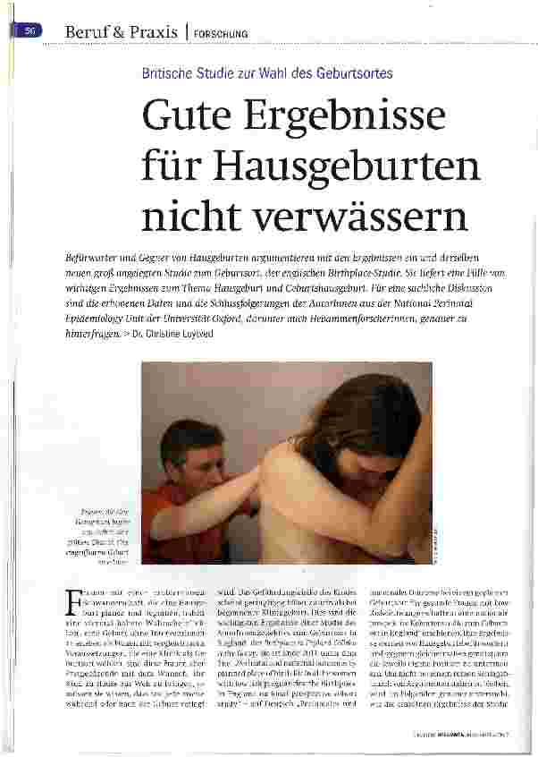 Vorschauseite 1: Gute Ergebnisse für Hausgeburten nicht verwässern