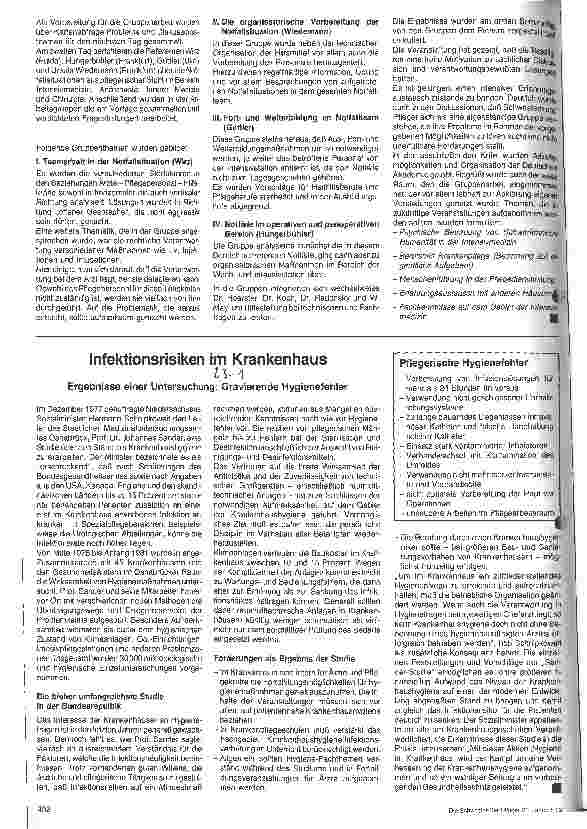 Vorschauseite 1: Infektionsrisiken im Krankenhaus Ergebnisse einer Untersuchung