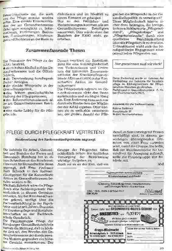 Vorschauseite 2: Die Pflege und die Konzertierte Aktion im Gesundheitswesen (Schluß)