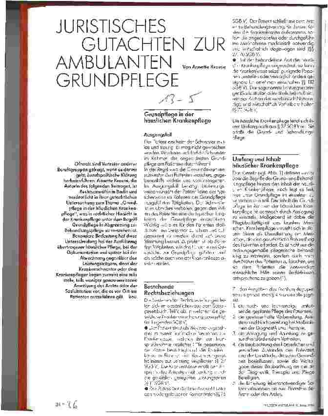 Vorschauseite 1: Juristisches Gutachten zur ambulanten Grundpflege