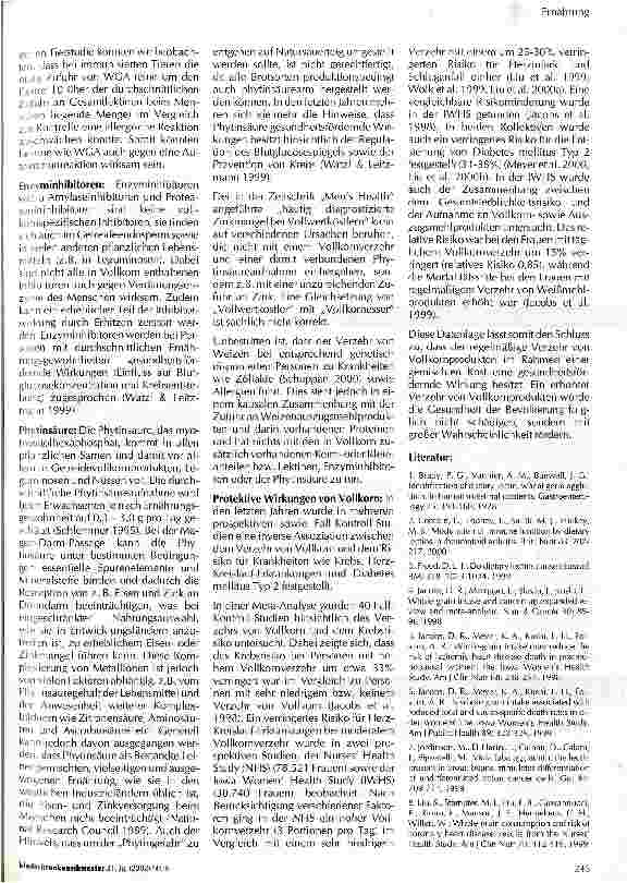 Vorschauseite 2: Stellungnahme Gesundheitliche Risiken von Vollkorn