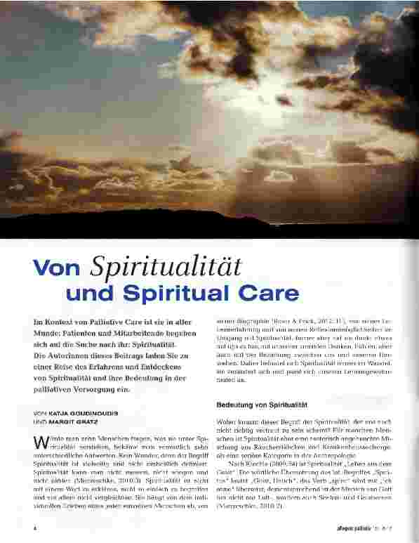 Vorschauseite 1: Von Spiritualität und Spiritual Care