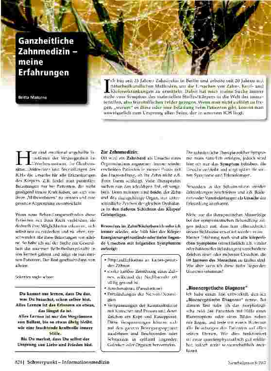 Vorschauseite 1: Ganzheitliche Zahnmedizin - meine Erfahrungen