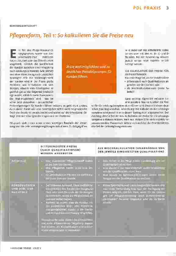 Vorschauseite 1: Pflegereform, Teil 1: So kalkulieren Sie die Preise neu
