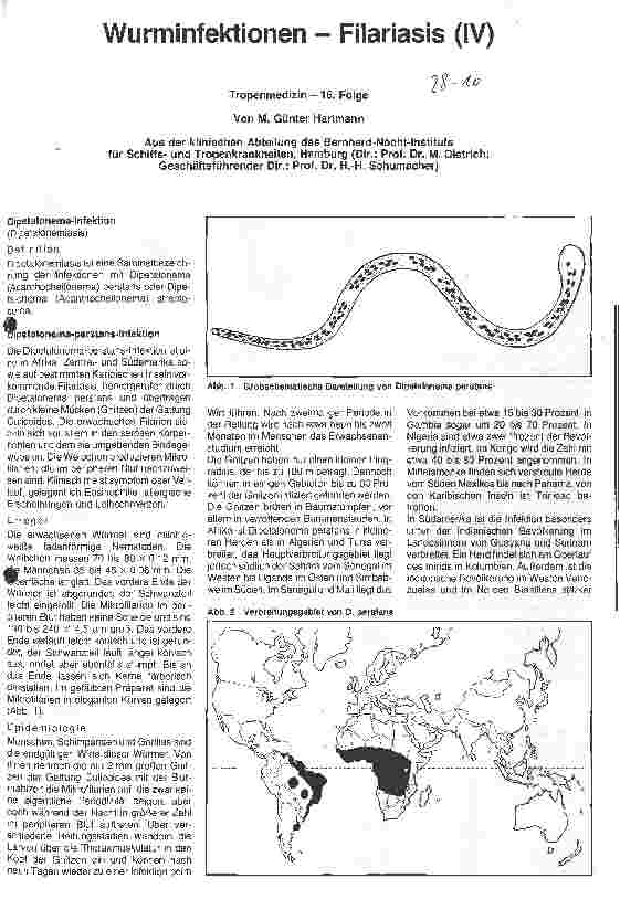 Vorschauseite 1: Wurminfektionen - Filariasis (IV) Tropenmedizin - 16. Folge