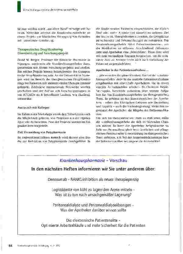 Vorschauseite 2: Dienstleistungsangebot der Krankenhausapotheke