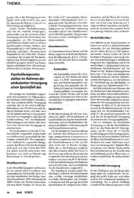 Vorschauseite 3: Sozialindikative Planung der regionalen ärztlichen Versorgung