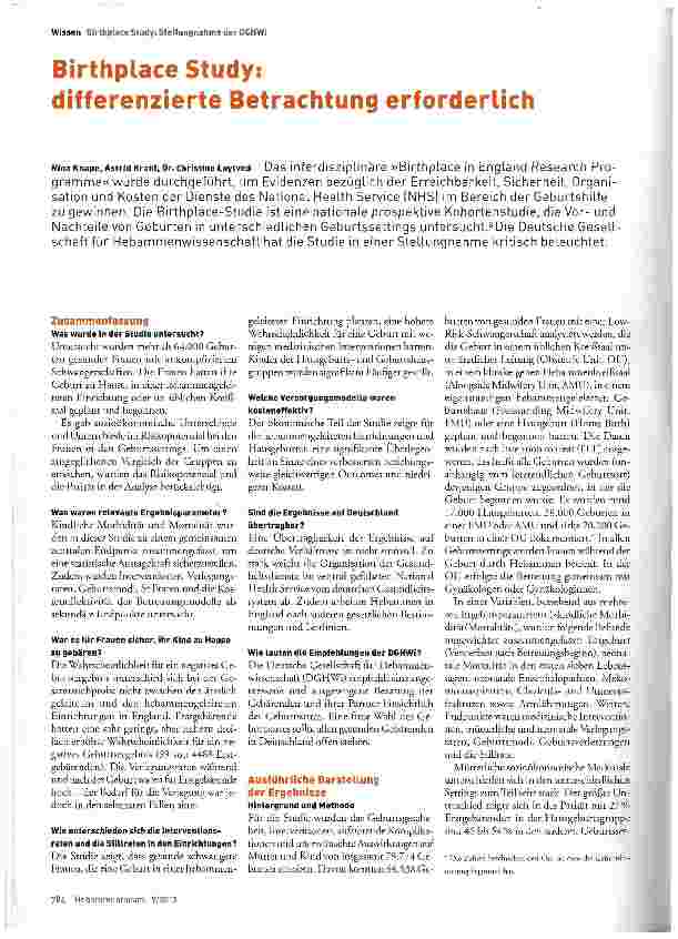 Vorschauseite 1: Birthplace Study: differenzierte Betrachtung erforderlich