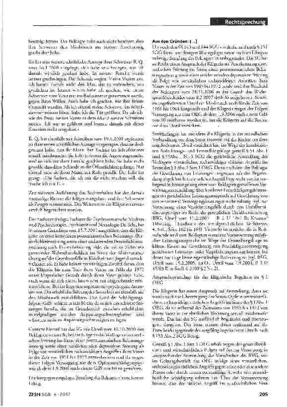 Vorschauseite 3: Anwendbarkeit der Nullhypothese im sozialgerichtlichen Verfahren; Notwendigkeit eines aussagepsychologischen Gutachtens (Glaubhaftigkeitsgutachten); Schädigungsfolgen; sexueller M…