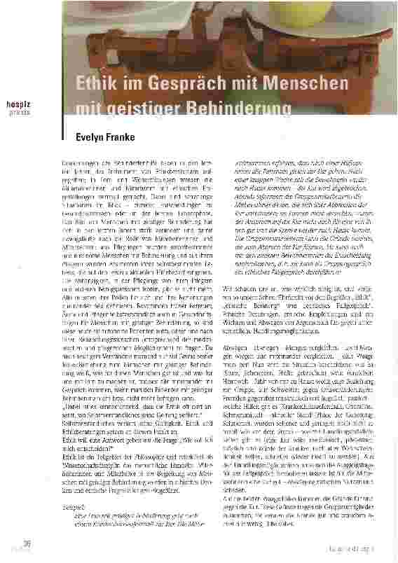 Vorschauseite 1: Ethik im Gespräch mit Menschen mit geistiger Behinderung
