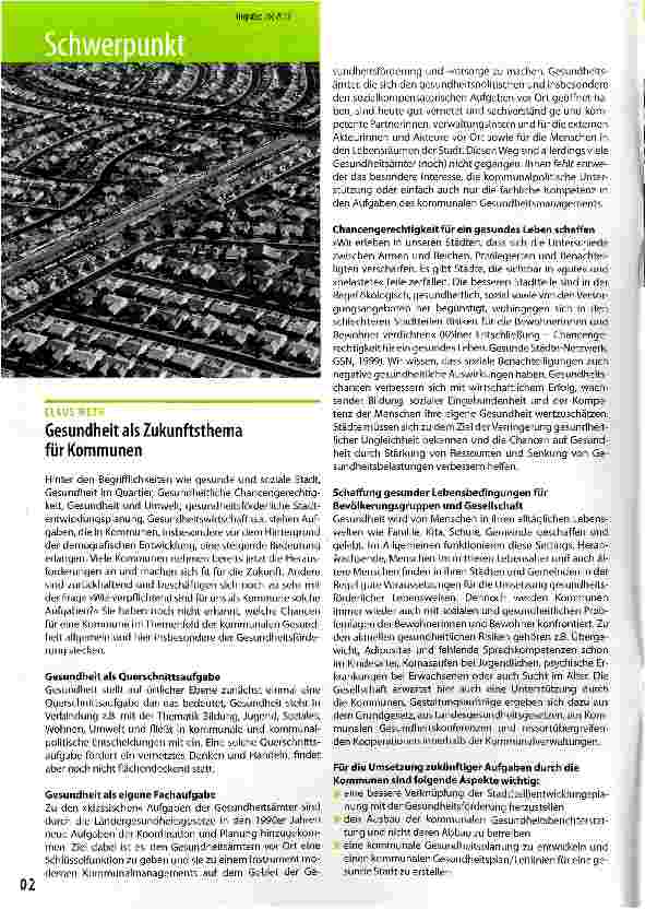 Vorschauseite 1: Gesundheit als Zukunftsthema für Kommunen