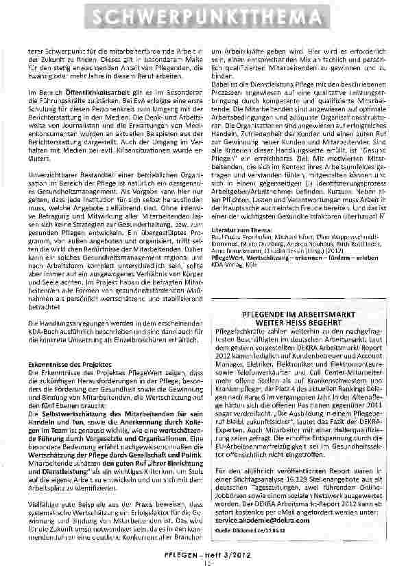 Vorschauseite 4: WERTSCHÄTZUNG IN DER PFLEGE Ein Beitrag zum gesunden Pflegen?