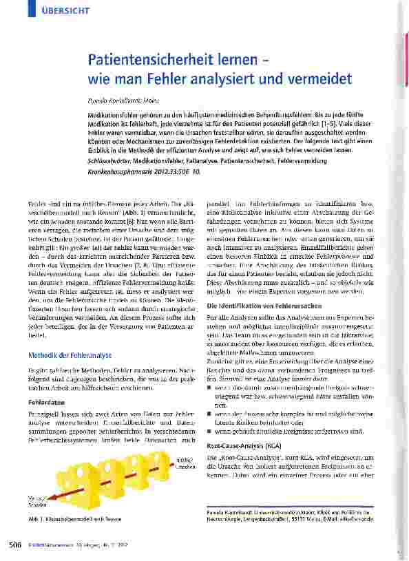 Vorschauseite 1: Patientensicherheit lernen -wie man Fehler analysiert und vermeidet