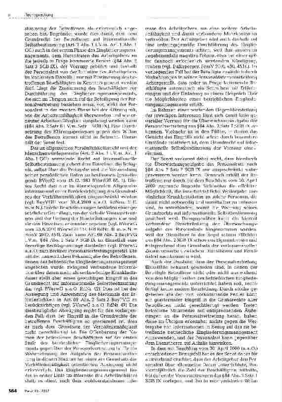 Vorschauseite 2: Informationsrecht des Personalrats im betrieblichen Eingliederungsmanagement