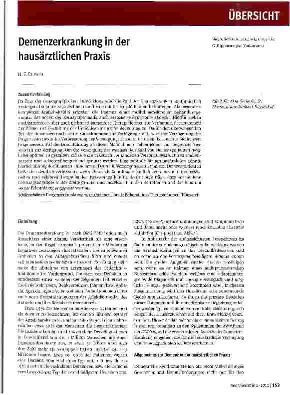 Vorschauseite 1: Demenzerkrankung in der hausärztlichen Praxis