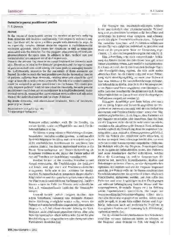 Vorschauseite 2: Demenzerkrankung in der hausärztlichen Praxis