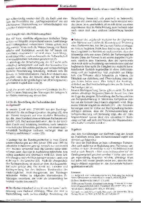 Vorschauseite 2: Juristische Beurteilung der Zulässigkeit und Risiken einer Beschäftigung von AiPs im Bereitschaftsdienst (1)