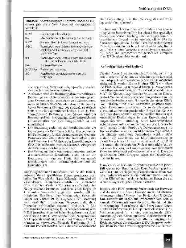 Vorschauseite 6: Die Einführung der DRGs Perspektiven und praktische Konsequenzen für die vier Säulen des Fachgebiets Anästhesiologie