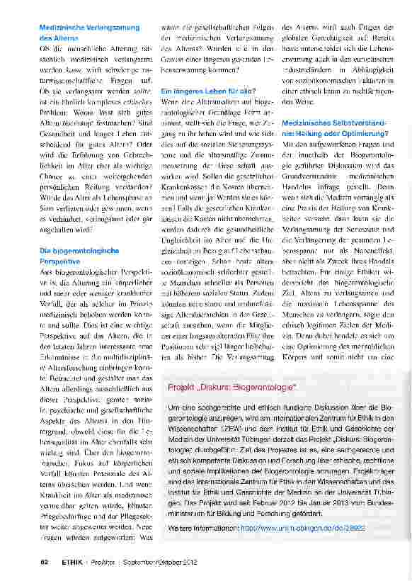 Vorschauseite 3: Das Altern abschaffen?Ethische Fragestellungen der Biogerontologie