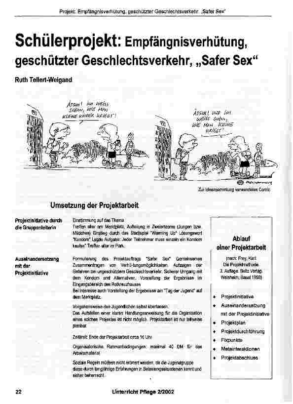 Vorschauseite 1: Schülerprojekt: Empfängnisverhütung, geschützter Geschlechtsverkehr, „Safer Sex